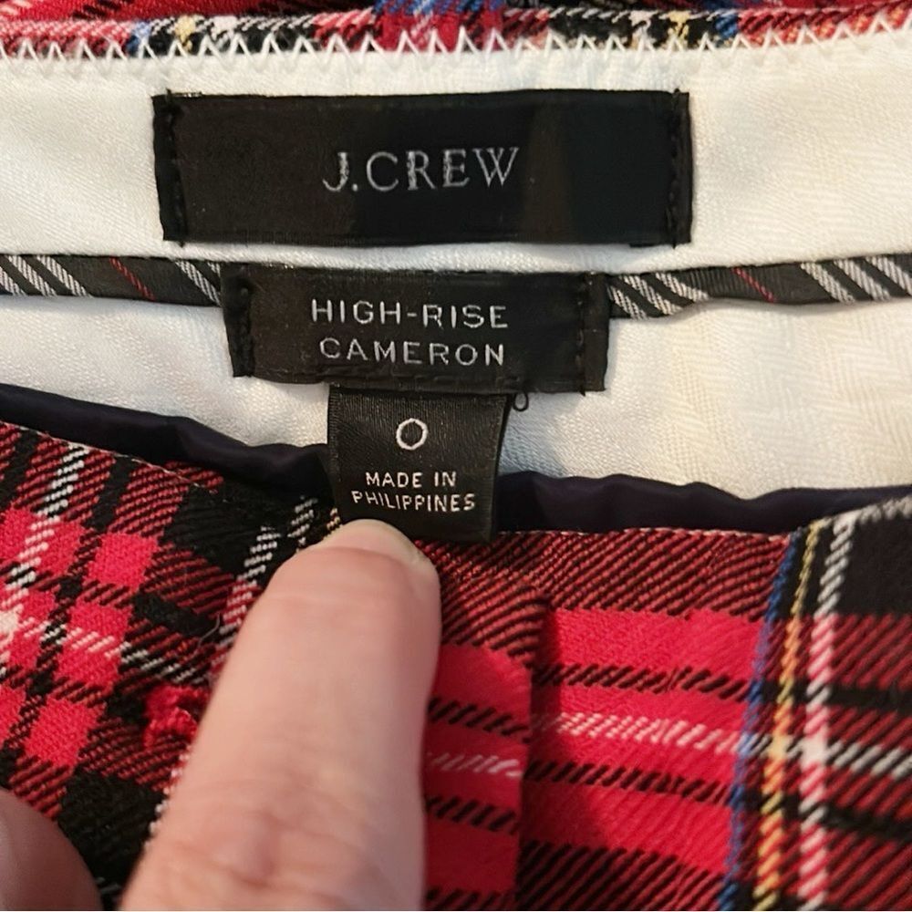 J. Crew Cameron High Rise Red Plaid Pants Size 0 - Picture 9 of 9